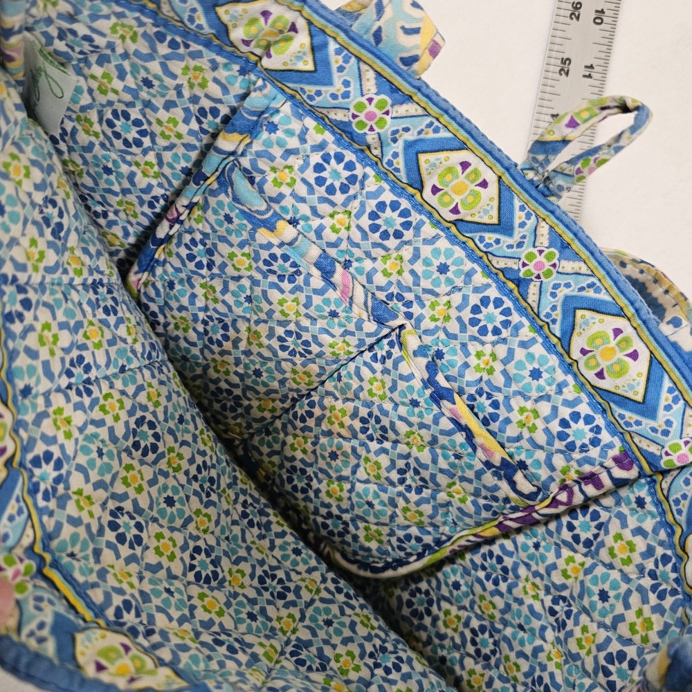 Vera Bradley Mediterranean Blue Quilted Cotton Tote Bag Paisley Toggle Closure - Picture 6 of 9